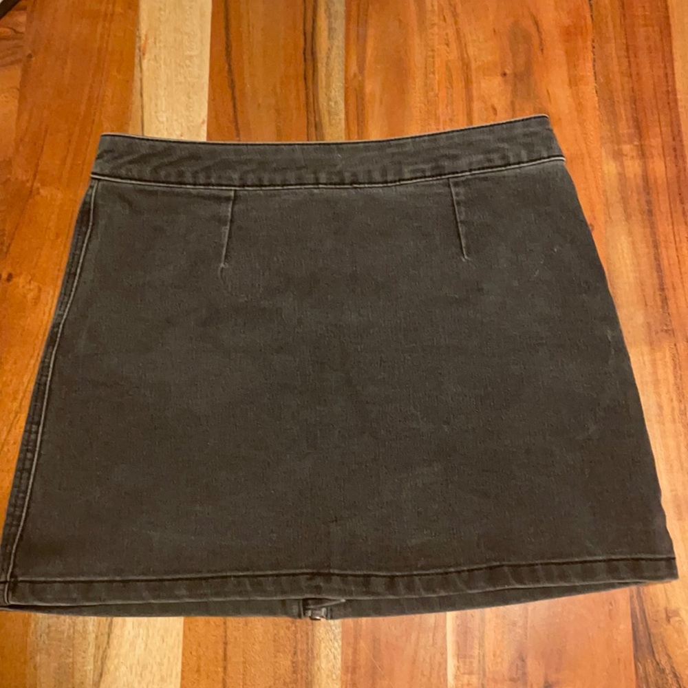 Black stretch denim mini skirt with back zip US 4
